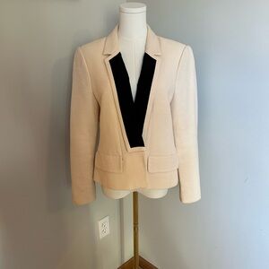 Club Monaco Modern Peachy Cream with Black Lapel Women's Blazer